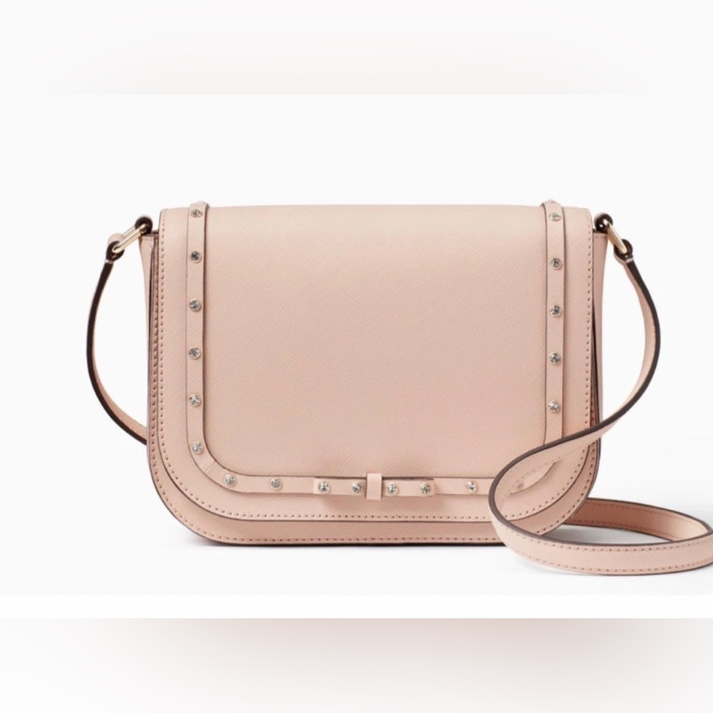 EUC Kate Spade Laurel Way Jeweled Large Carsen Warm Vellum Crossbody -$279